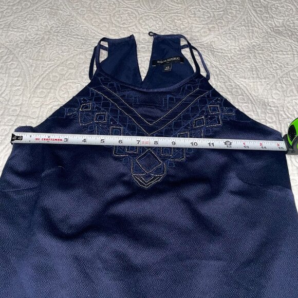 Banana Republic Navy Blue Silver Embroidered Sleeveless Dress Size XS - Picture 8 of 9